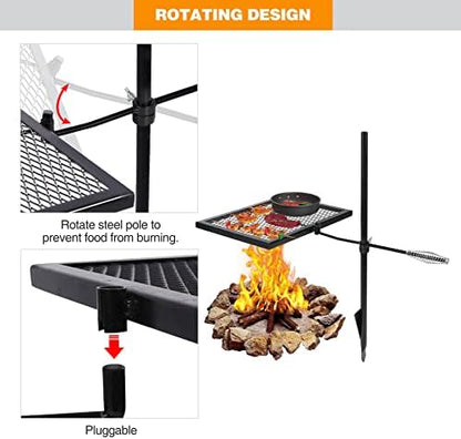 REDCAMP Swivel Campfire Grill Heavy Duty Steel Grate, Over Fire Camp Grill - Image 4