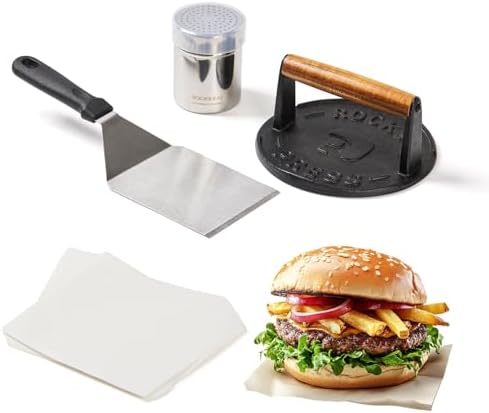 7 Inch Cast Iron Burger Press Set by ROCKSHEAT