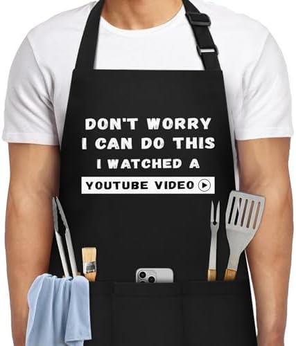 NLUS Funny Aprons for Men, Men’s Funny Apron for Chef Cooking Grilling BBQ by NLUS
