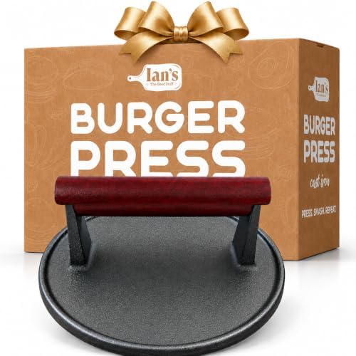 Ian's Burger Smasher 6.5", Cast Iron Smash Burger Press, Hamburger Press by IANs