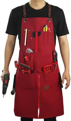 Woodworking Apron, Tool Apron, Adjustable Zipper, Metal Ring, Tape Measure Clip by Stenffy