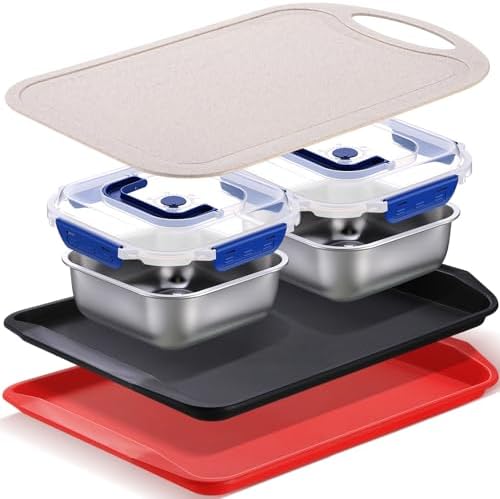 5 Pcs Grill Prep Trays Set Includes Grilling Deep Prep and Serve Trays by Ferrochef