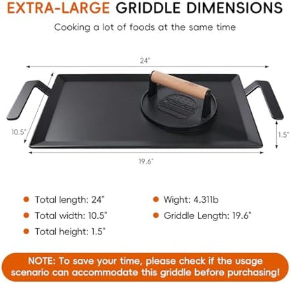 XUDAKAIXIN Carbon Steel Griddle + Grill Press | Professional-Grade Seasoned - Image 4