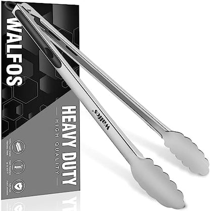 Walfos 17 Inch Extra Long Grill Tongs, Ultimate Stainless Steel BBQ Tongs by Walfos
