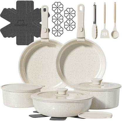 23 Pcs Pots and Pans Set Non Stick, Detachable Handle Cookware by OzawaBear