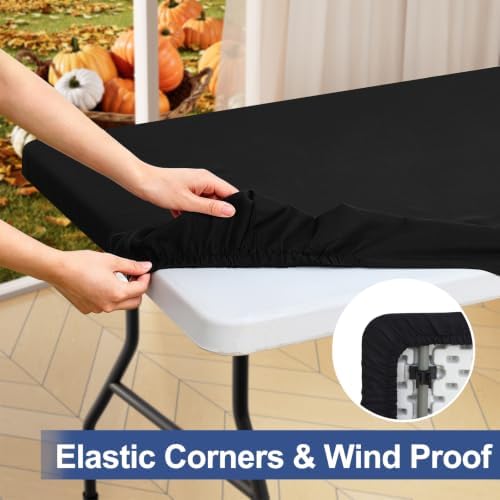 homing Rectangle Table Cloth Cover 5 Foot Black Elastic Fitted Tablecloth - Image 2