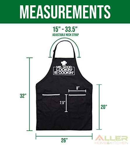 ALLER HOME&KITCHEN Funny Apron for Men, 2 Large Pockets One Size Fits All Chef - Image 3