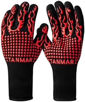 BBQ Grill Gloves, 1472°F Extreme Heat Resistant Grilling Gloves Non-Slip Oven by Tanmar