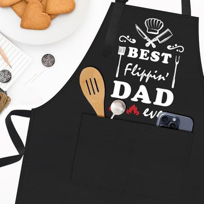 Fiodrimy Black Funny Aprons for Men, Grill Apron for Dad Husband Birthday - Image 7