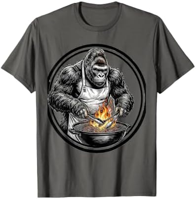 Gorilla Grill Master Apron BBQ Illustration T-Shirt by Mademark