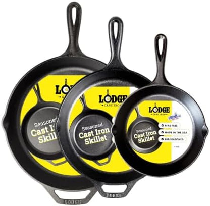 Lodge Pre-Seasoned Cast Iron Skillet Set, 10.25 and 12 Inches by Lodge