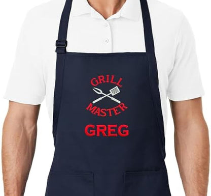 Personalized BBQ Apron with Name – Custom Embroidered Grill Apron by PLACE4PRINT