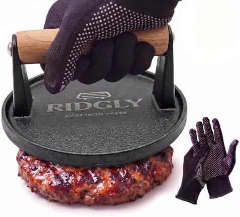 Cast Iron Smash Burger Press 5.73" Heat Glove by Unknown