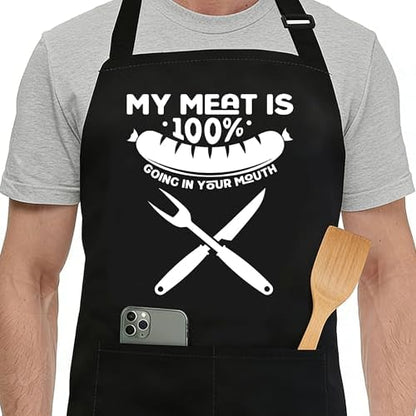 Funny Black Apron with Pockets for Man, Father in Law, Chef Daddy Women by WPBRU