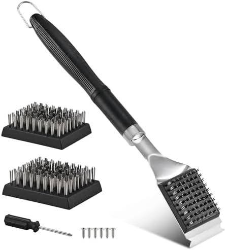 BBQ Grill Cleaning Brush with Scraper, Safe BBQ Accessories by QH7
