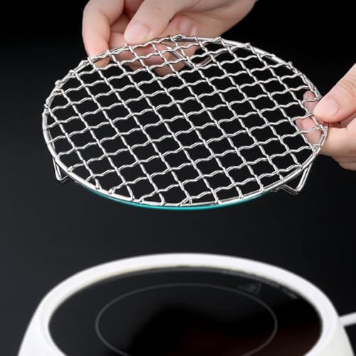 8 Inch Round Cooking Rack with 3 Legs, Stainless Steel Stackable Barbecue Wire - Image 2