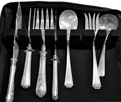 LAMINET Quilted Dinnerware Storage Case (Flatware, Black A)
