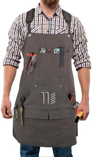 Unisex Woodworking Work Apron, 16oz Multi-Pocket Canvas Apron by Unknown