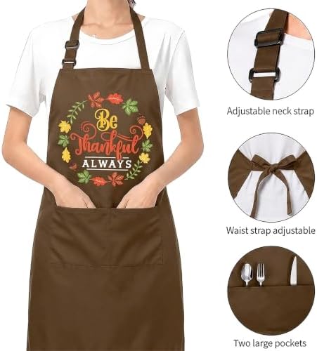 Thanksgiving Apron for Women & Men, Be Thankful Always Fall Kitchen Apron - Image 4