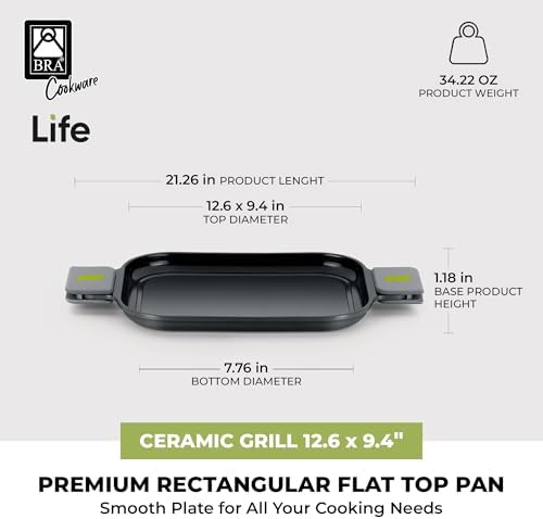 BRA COOKWARE Life Ceramic Nonstick Grill | 12.6x9.4 Inches Aluminum Griddle - Image 3