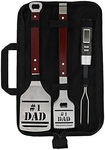 Panoware BBQ Grill Tools Set for Dad, 4 Piece Set, Number 1 Dad Tongs, Digital by Panoware