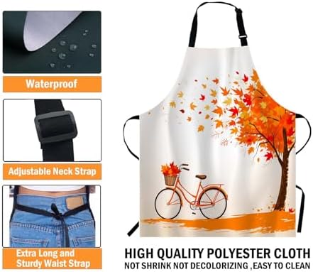 WONDERTIFY Autumn Tree Bicycle Apron, Aged Old Bike and Fall Tree Fall Season - Image 3