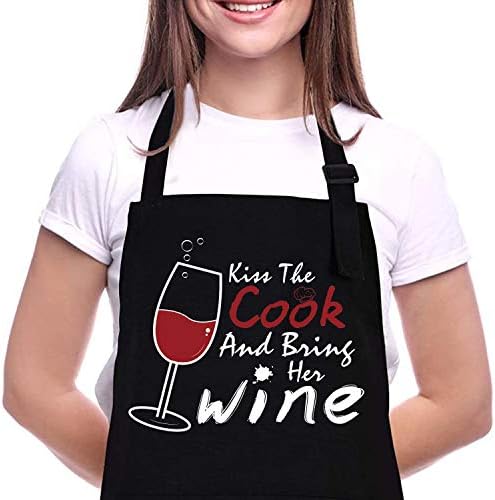 ZOORON Funny Black Chef Aprons for Men Adjustable BBQ Kitchen Cooking Apron by ZOORON