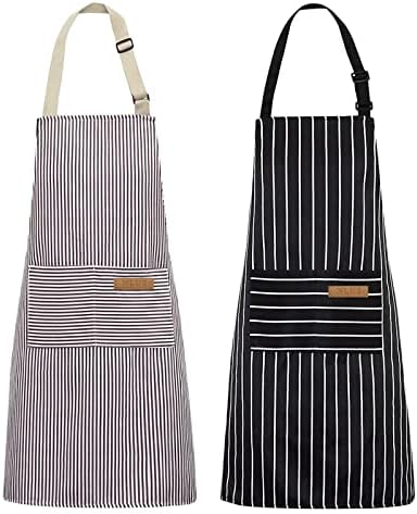 NLUS 2 Pack Kitchen Cooking Aprons, Adjustable Bib Soft Chef Apron by NLUS