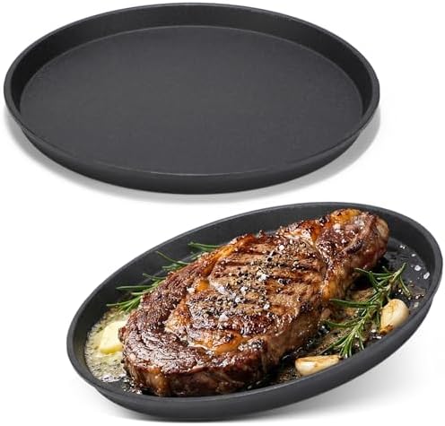 Maxdot 2 Pcs 11.4 Inch Cast Iron Grill Pan Round Pizza Pan Skillet by Maxdot