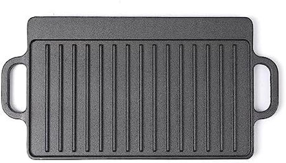 HAWOK Cast Iron Reversible Grill Rectangular Griddle 12.6x8 inch - Image 5