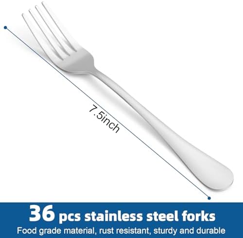 36 Piece Dinner Forks Set, Food-Grade Stainless Steel Forks Silverware - Image 2