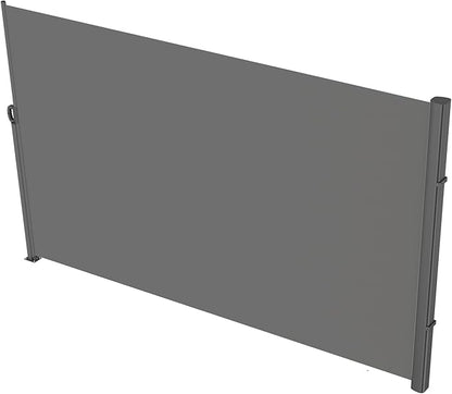 VEVOR Retractable Side Awning, UV 50 63''x 118'' Full Aluminum Rust-Proof Outdoor Privacy Screen, 280 g Thicken Folding Room Divider Wind Screen, for Patio Sun Shade, Backyard, Balcony, Gray