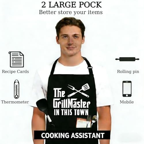 Funny Cooking Aprons for Cooking, Husband Wife Couple Gifts, Grilling Kitchen - Image 4