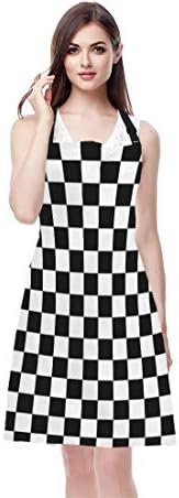 WONDERTIFY Black White Checkerboard Apron, Chess Board Racing and Checkered Bib - Image 6