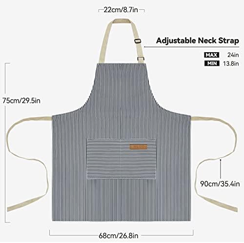 NLUS 2 Pcs Kitchen Cooking Aprons, Poly/Cotton Blend Adjustable Soft Bib Stripe - Image 5