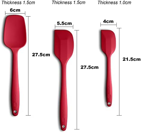 3-Piece Silicone Spatula Set, 600°F Heat Resistant, Wine Red - Image 2