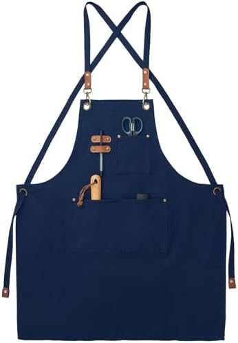 Chef Canvas Aprons with 3 Large Pockets Adjustable Strap by FunChaos