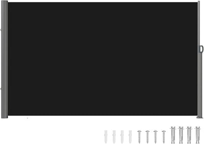 VEVOR Retractable Side Awning, UV 50 118" x 71" Retractable Patio Screen Waterproof, 280 g Thicken Folding Room Divider Wind Screen for Privacy, Garden, Outdoor, Patio and Terrace, Black