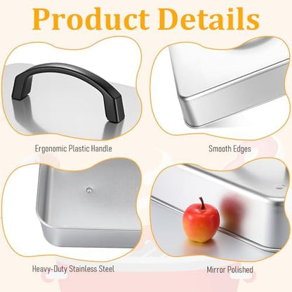 2pcs Rectangular Basting Cover, Stainless Steel Cheese Melting Dome Basting - Image 3