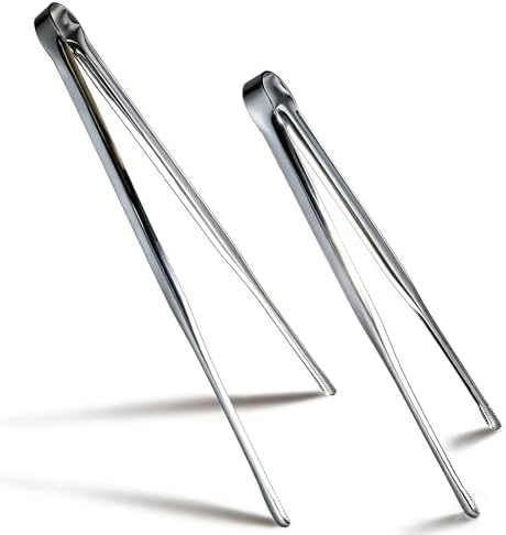 Stainless Steel Kitchen Tongs 2 Set, Non-Slip Serrated Tips, One-Piece Metal by Unknown