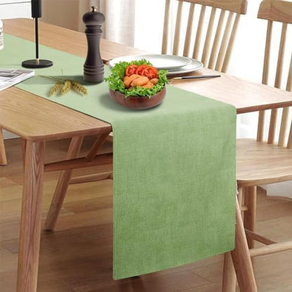 Wipeable Table Runner, Thick Farmhouse Dresser Runner, Rustic for Kitchen, Bedroom, Living Room, Indoor and Outdoor (36'', Green)