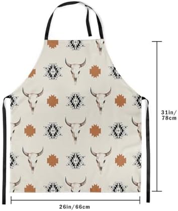jejeloiu Western Aztec Apron for Women Men 26"x31" Southwestern Chef Cooking - Image 3