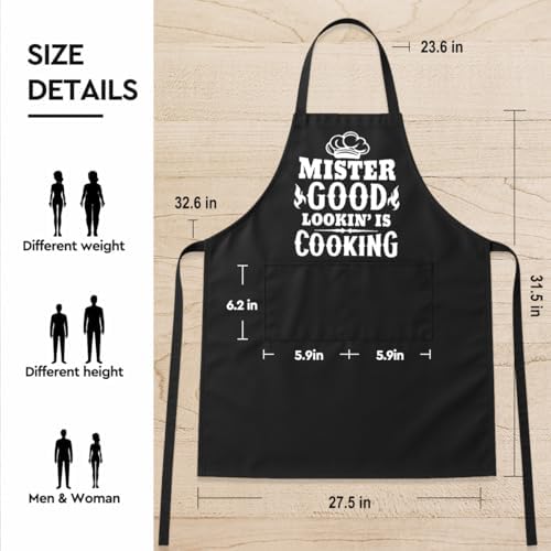 Funny Black Grill Apron with Pockets - Image 2