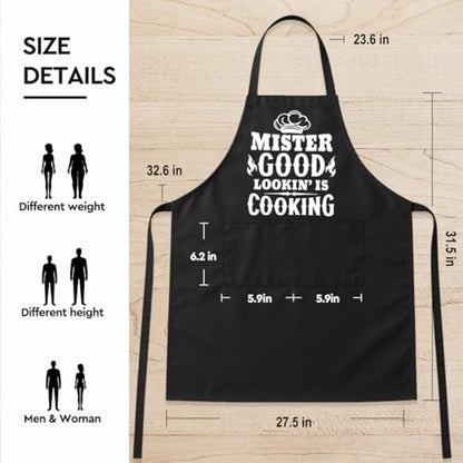 Funny Black Grill Apron with Pockets - Image 2