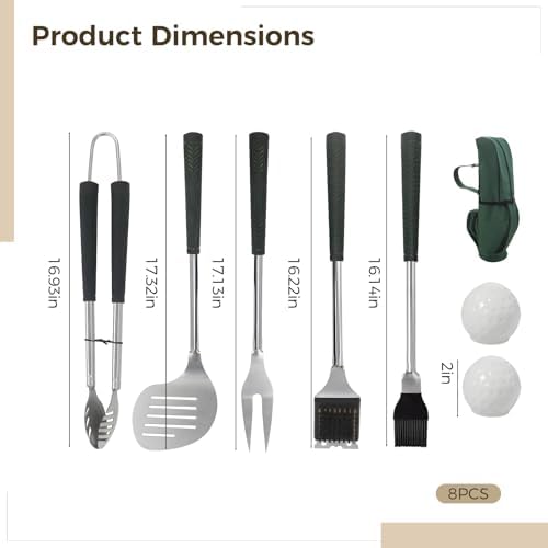 8Pcs Golf BBQ Grill Tool Kit, Steel Grilling Utensils - Image 4