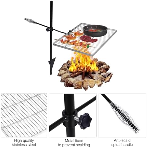 REDCAMP Swivel Campfire Grill Heavy Duty Stainless Steel Grate, Over Fire Camp - Image 4