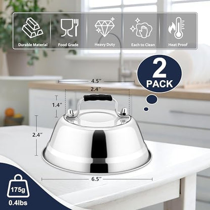 HaSteeL 6.5In Cheese Melting Dome, Stainless Steel Small Round Basting Steaming - Image 2