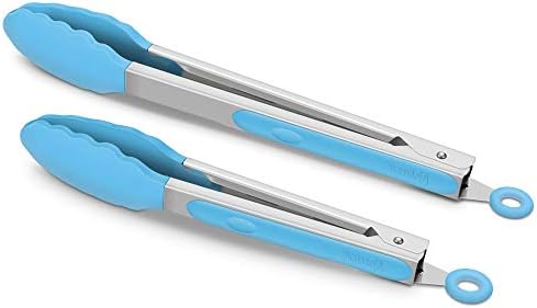 2 Pack Silicone Kitchen Tongs, 9 & 12 Inch, Stainless Steel by ALLWIN-HOUSEWARE