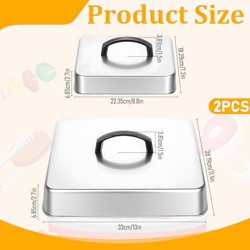 2pcs Rectangular Basting Cover, Stainless Steel Cheese Melting Dome Basting - Image 2
