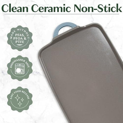 Goodful All-in-One Double Burner Griddle, Ceramic Nonstick, Durable Cast - Image 4